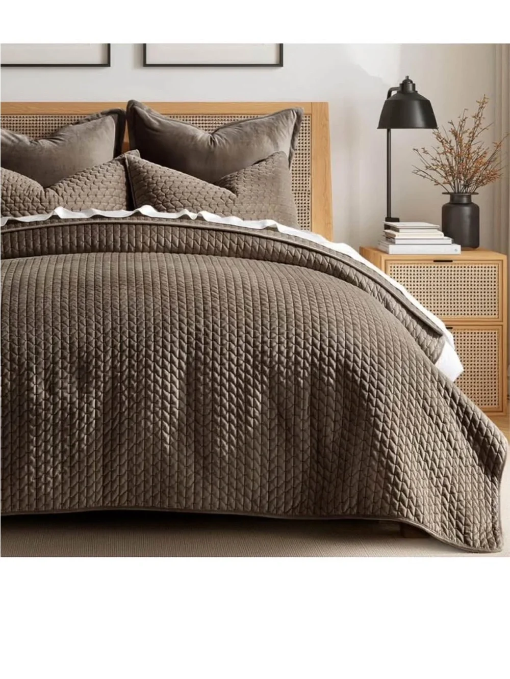EverGrace Luxury Velvet Quilt Set King Size 3 Piece, Soft Cross-Stitch Velvet